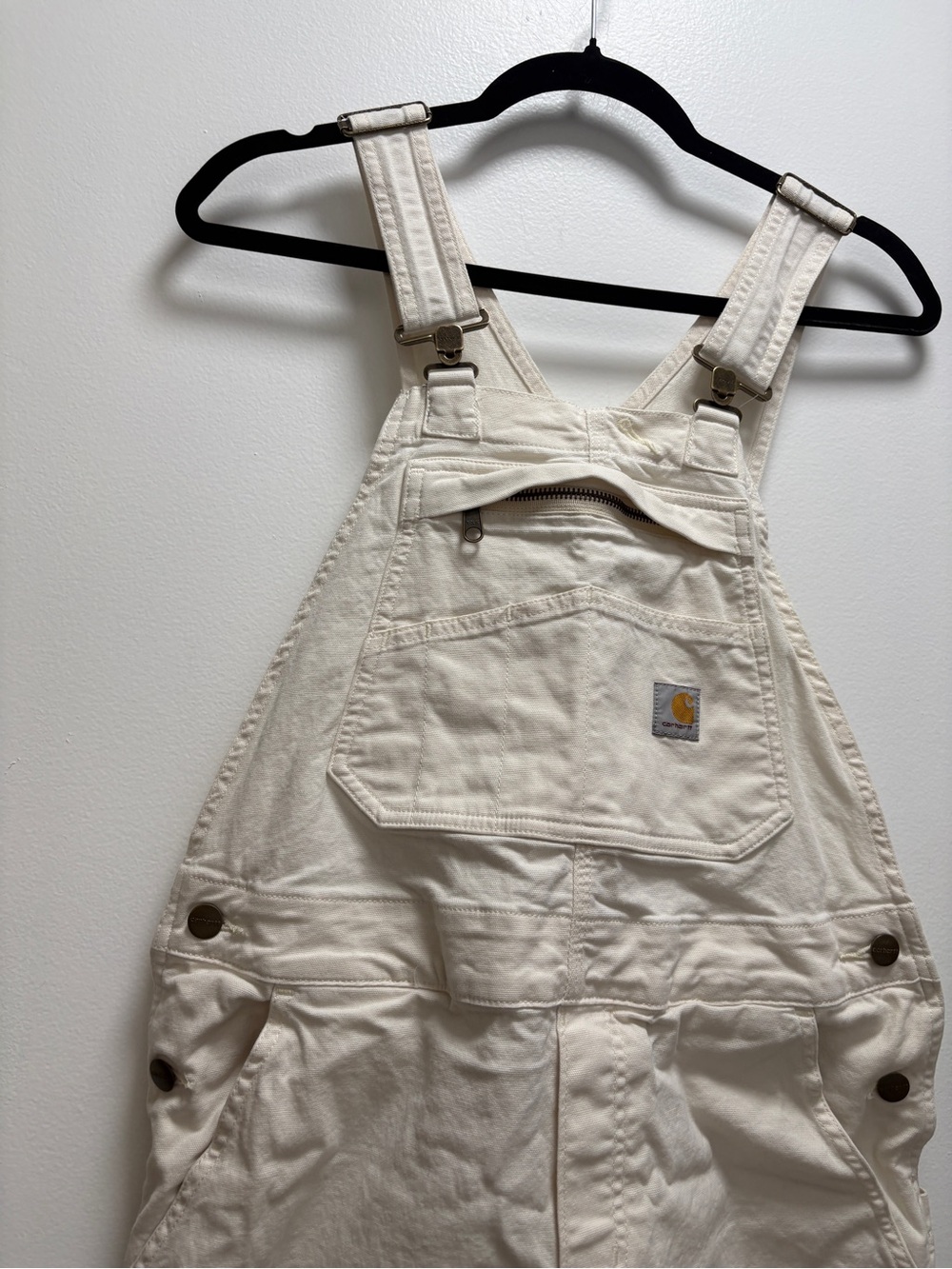 Carhartt Cream Canvas Bib Overalls Double Knee Distressed Cottagecore Artisan